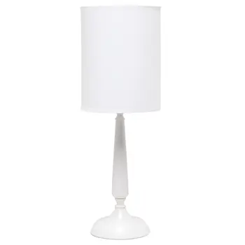 23" White Metal Table Lamp With White Cylinder Shade