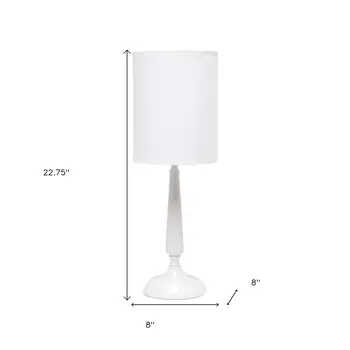 23" White Metal Table Lamp With White Cylinder Shade