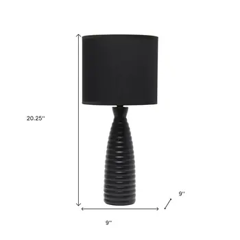 20" Black Ceramic Novelty Table Lamp With Black Drum Shade