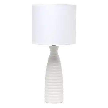 20" Off White Ceramic Novelty Table Lamp With Off White Drum Shade