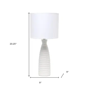 20" Off White Ceramic Novelty Table Lamp With Off White Drum Shade