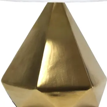 20" Gold Ceramic Novelty Table Lamp With White Drum Shade