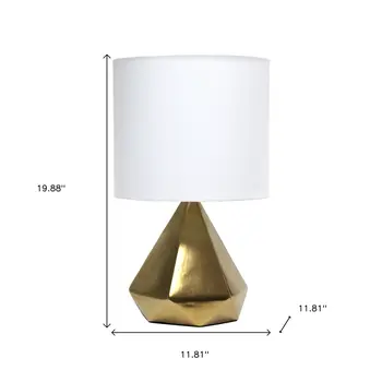 20" Gold Ceramic Novelty Table Lamp With White Drum Shade