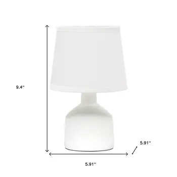 9" Off White Concrete Novelty Table Lamp With White Drum Shade