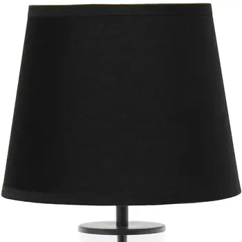 17" Black And Clear Glass And Metal Table Lamp With Black Drum Shade