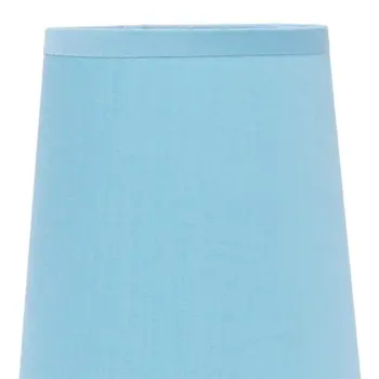 11" White Ceramic Round Table Lamp With Blue Drum Shade
