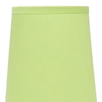 11" White Ceramic Round Table Lamp With Green Drum Shade