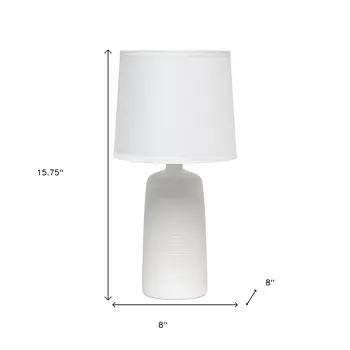16" Off White Ceramic Novelty Table Lamp With White Drum Shade
