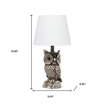 20" Brown And White Geometric Table Lamp With White Drum Shade