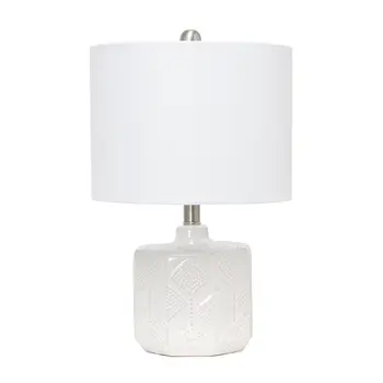 19" Off White Novelty Table Lamp With White Drum Shade