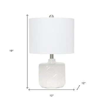 19" Off White Novelty Table Lamp With White Drum Shade