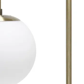 21" Antiqued Brass Metal Novelty Table Lamp With White Globe Shade