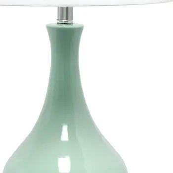 26" Aqua Ceramic Novelty Table Lamp With White Drum Shade