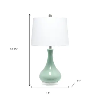26" Aqua Ceramic Novelty Table Lamp With White Drum Shade