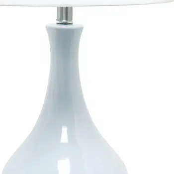 26" Light Blue Ceramic Round Table Lamp With White Drum Shade