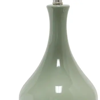 26" Sage And Clear Ceramic Novelty Table Lamp With White Drum Shade