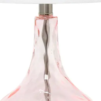 23" Rose And Silver Glass And Metal Round Table Lamp With White Drum Shade