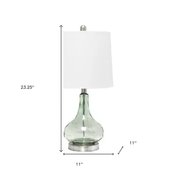 23" Sage Glass Round Table Lamp With White Drum Shade
