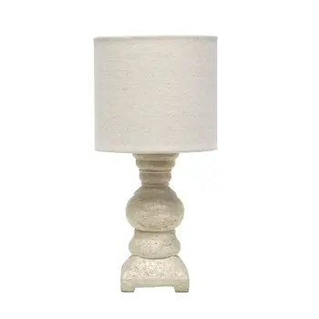 13" Distressed Beige Novelty Table Lamp With Beige Drum Shade