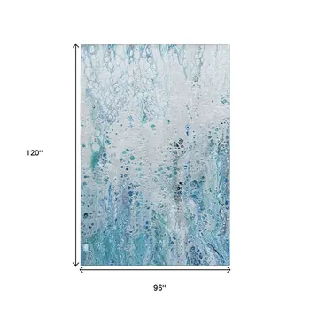 8' X 10' Light Blue And Ivory Abstract Washable Indoor Outdoor Area Rug