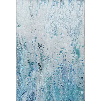 8' X 10' Light Blue And Ivory Abstract Washable Indoor Outdoor Area Rug