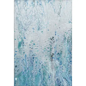 10' X 14' Light Blue And Ivory Abstract Washable Indoor Outdoor Area Rug
