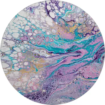 8' Periwinkle Purple And Ivory Round Abstract Washable Indoor Outdoor Area Rug