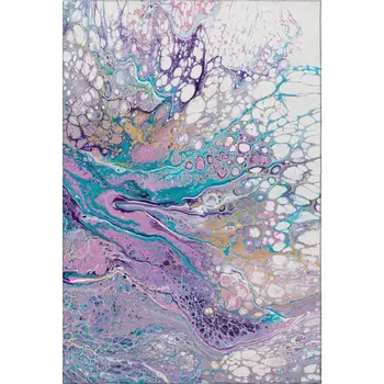 8' X 10' Periwinkle Purple And Ivory Abstract Washable Indoor Outdoor Area Rug