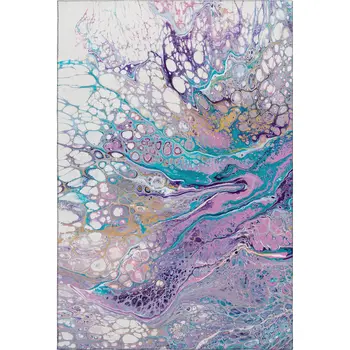 10' X 14' Periwinkle Purple And Ivory Abstract Washable Indoor Outdoor Area Rug