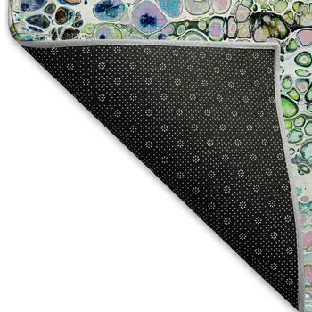8' X 10' Teal Blue Ivory And Gold Abstract Washable Indoor Outdoor Area Rug