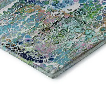 8' X 10' Teal Blue Ivory And Gold Abstract Washable Indoor Outdoor Area Rug