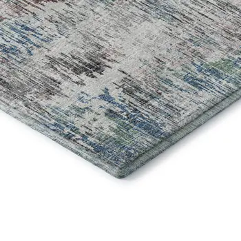8' Blue Ivory And Sage Round Abstract Washable Indoor Outdoor Area Rug
