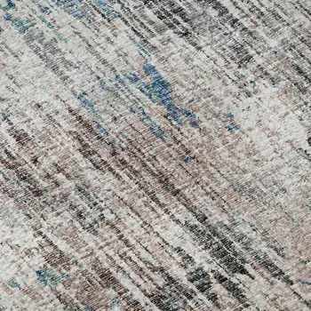 8' Blue Ivory And Sage Round Abstract Washable Indoor Outdoor Area Rug