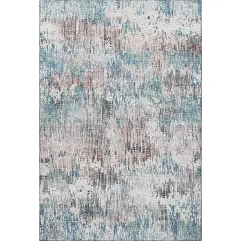 8' X 10' Blue Ivory And Sage Abstract Washable Indoor Outdoor Area Rug