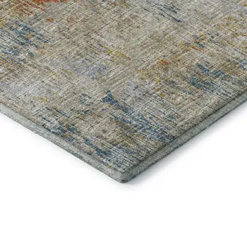8' Gold Beige And Orange Round Abstract Washable Indoor Outdoor Area Rug