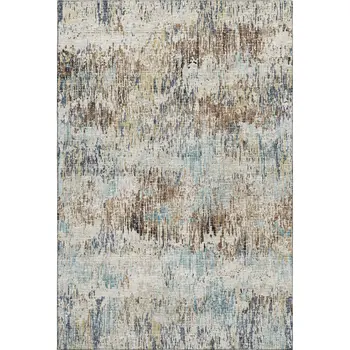 8' X 10' Midnight Ivory And Beige Abstract Washable Indoor Outdoor Area Rug