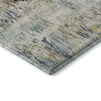 8' X 10' Midnight Ivory And Beige Abstract Washable Indoor Outdoor Area Rug