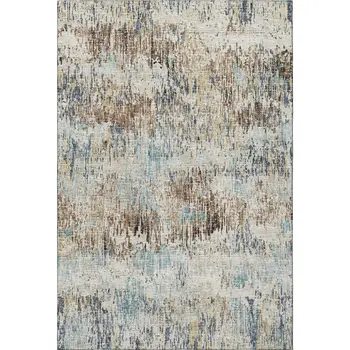 8' X 10' Midnight Ivory And Beige Abstract Washable Indoor Outdoor Area Rug