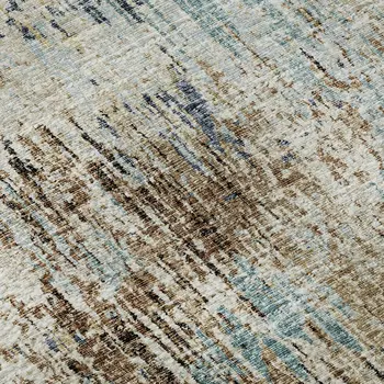8' X 10' Midnight Ivory And Beige Abstract Washable Indoor Outdoor Area Rug