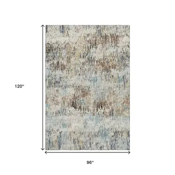 8' X 10' Midnight Ivory And Beige Abstract Washable Indoor Outdoor Area Rug