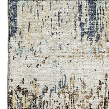 8' X 10' Midnight Ivory And Beige Abstract Washable Indoor Outdoor Area Rug
