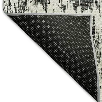 8' Gray Brown And Ivory Round Abstract Washable Indoor Outdoor Area Rug
