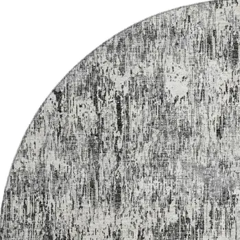 8' Gray Brown And Ivory Round Abstract Washable Indoor Outdoor Area Rug