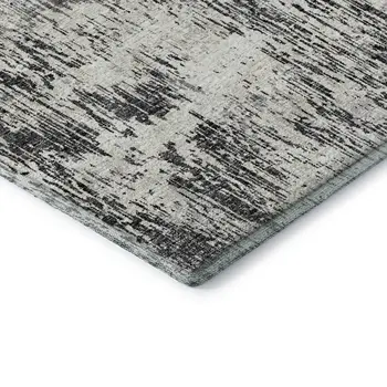 9' X 12' Gray Brown And Ivory Abstract Washable Indoor Outdoor Area Rug