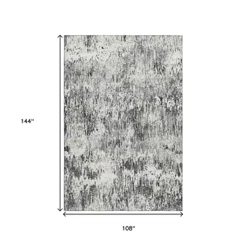 9' X 12' Gray Brown And Ivory Abstract Washable Indoor Outdoor Area Rug