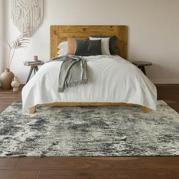 9' X 12' Gray Brown And Ivory Abstract Washable Indoor Outdoor Area Rug