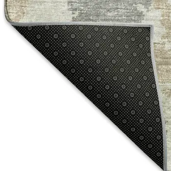 10' X 14' Beige Charcoal And Gray Abstract Washable Indoor Outdoor Area Rug