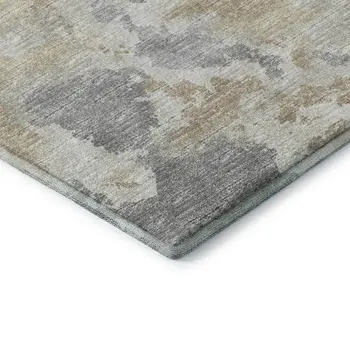10' X 14' Beige Charcoal And Gray Abstract Washable Indoor Outdoor Area Rug