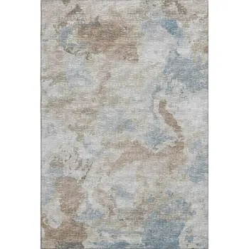 5' X 8' Midnight Ivory And Coffee Abstract Washable Indoor Outdoor Area Rug