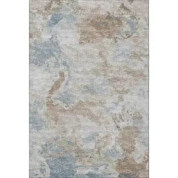 8' X 10' Midnight Ivory And Coffee Abstract Washable Indoor Outdoor Area Rug